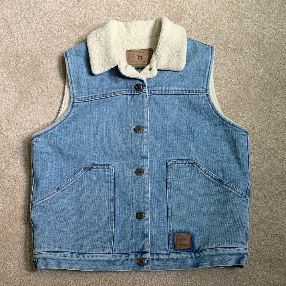 Vintage Ralph Lauren Blue Denim and Sherpa lined Vest